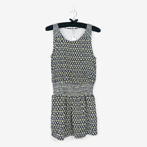 Joie Lawska Mini Dress Medium Blue Silk Geometric Casual Boho Chic Softcore - Picture 3 of 14